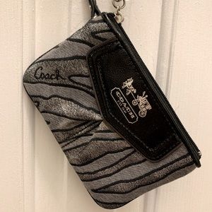Black, Grey, and Silver Coach Wristlet